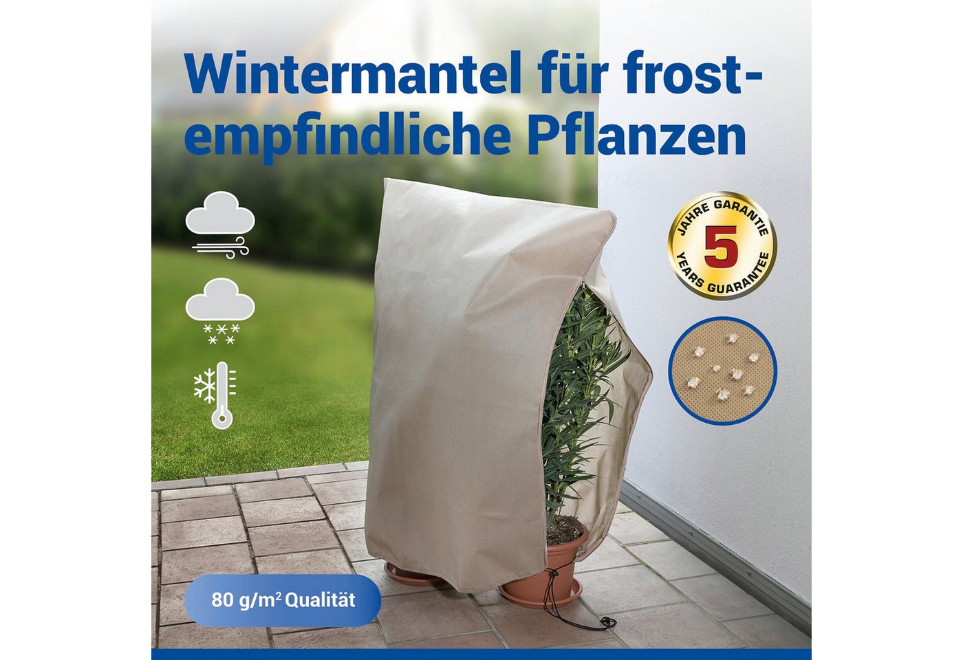 Maximex Winterschutzhaube Pflanzenschutz-Vlies, 100x120 cm, reißfestes Vlies, mit Reißverschluss und Zugband, BxH: 100x120 cm Bild 3