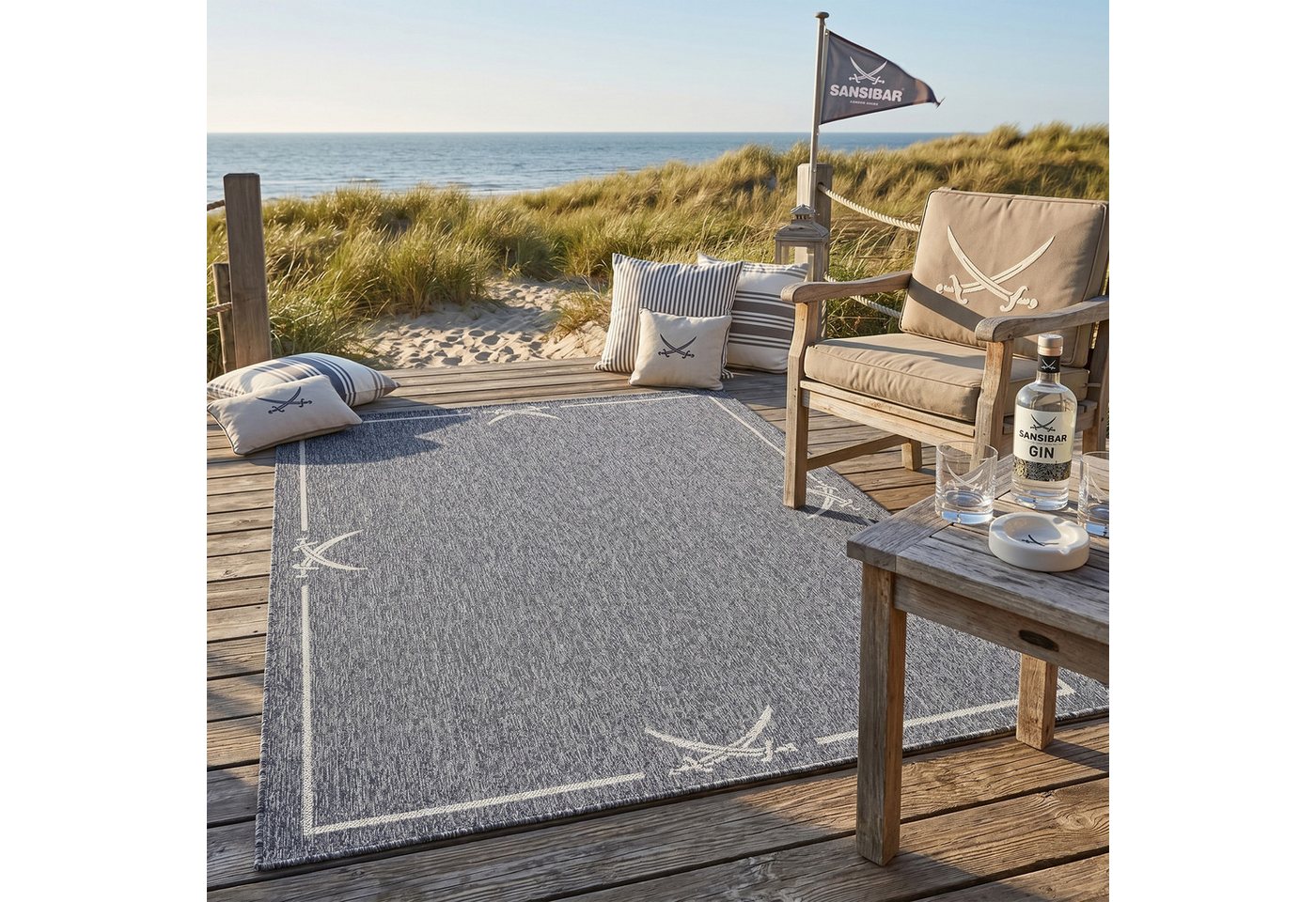 Sansibar Teppich Nordsee Beach SA-035, rechteckig, Höhe: 5 mm, modernes Design, meliert, Motiv: Säbel, In- und Outdoor geeignet Bild 2
