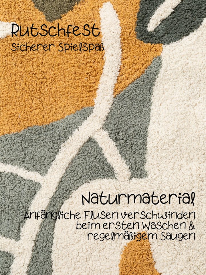HANSE Home Kinderteppich Tabea, rechteckig, Höhe: 10 mm, Waschbar, Handgemacht, Baumwolle, Rutschfest Spielteppich Kinderzimmer