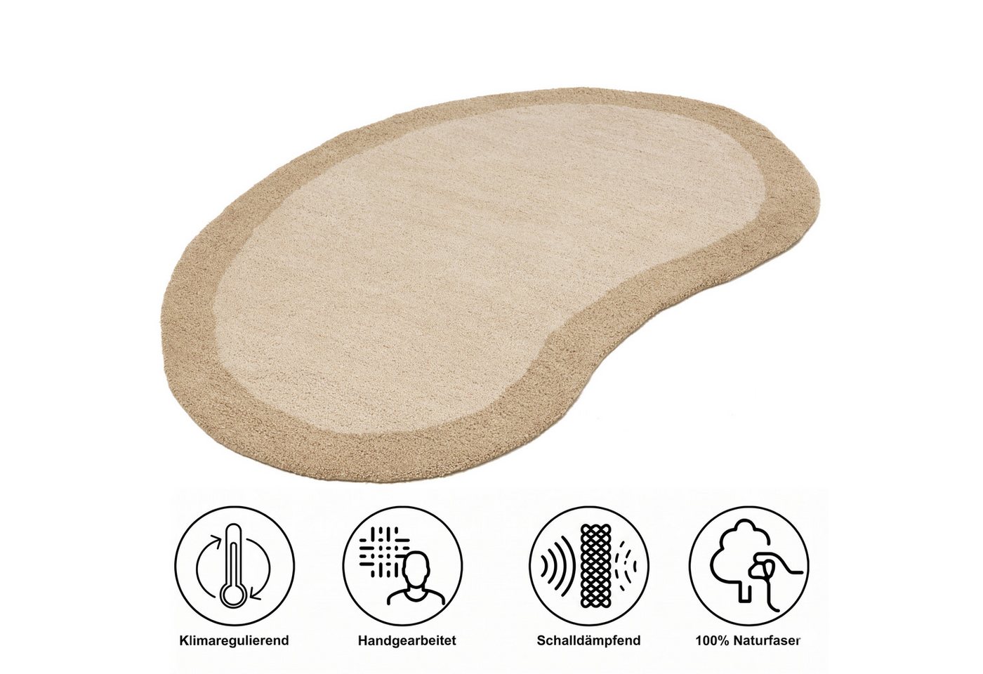 THEKO Wollteppich Gabbeh Super, Handweb, auch als Läufer erhältlich, reine Wolle, oval, Höhe: 9 mm, Schlafzimmer, Wohnzimmer, Esszimmer, auch als Bettumrandung