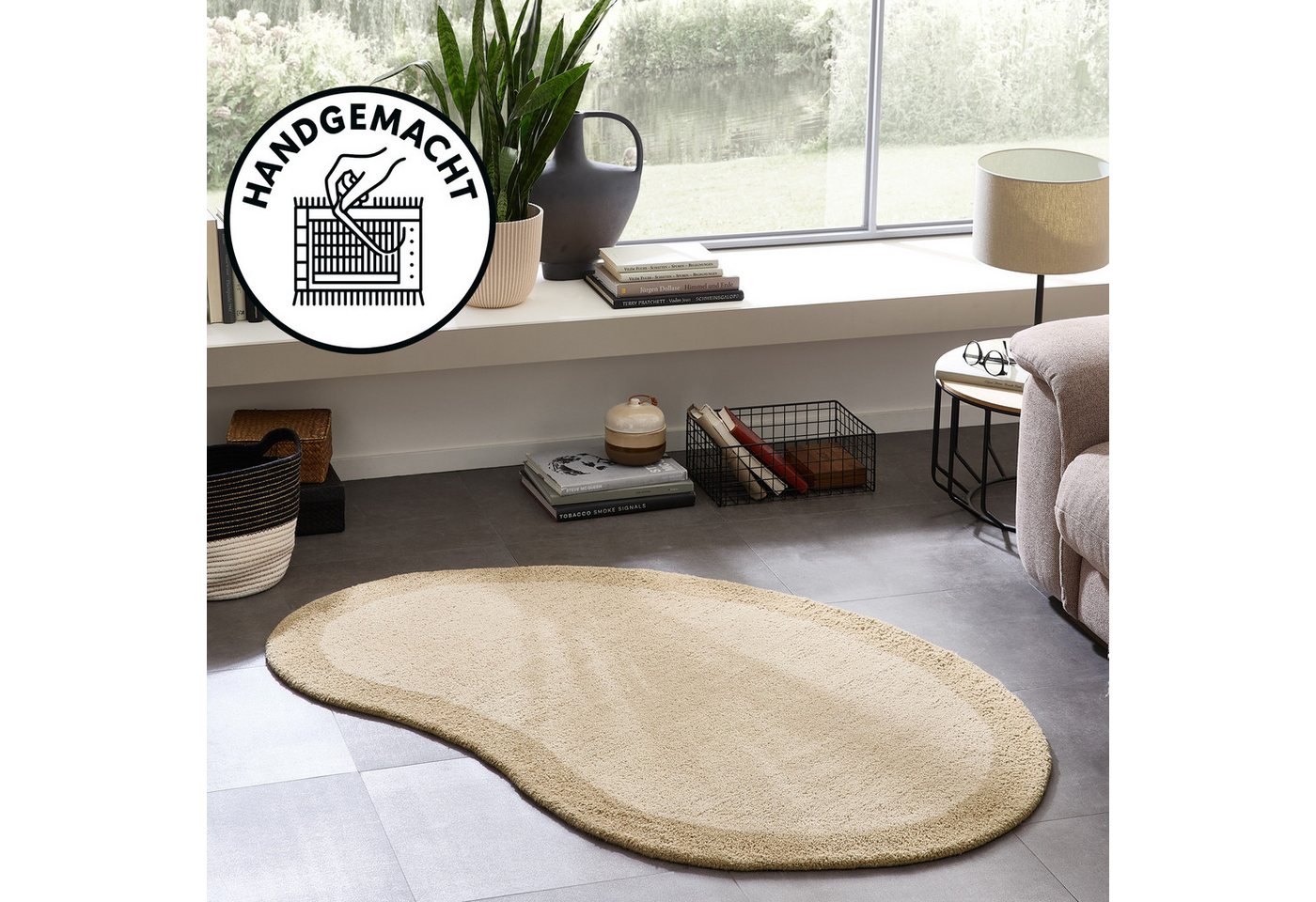 THEKO Wollteppich Gabbeh Super, Handweb, auch als Läufer erhältlich, reine Wolle, oval, Höhe: 9 mm, Schlafzimmer, Wohnzimmer, Esszimmer, auch als Bettumrandung Bild 3