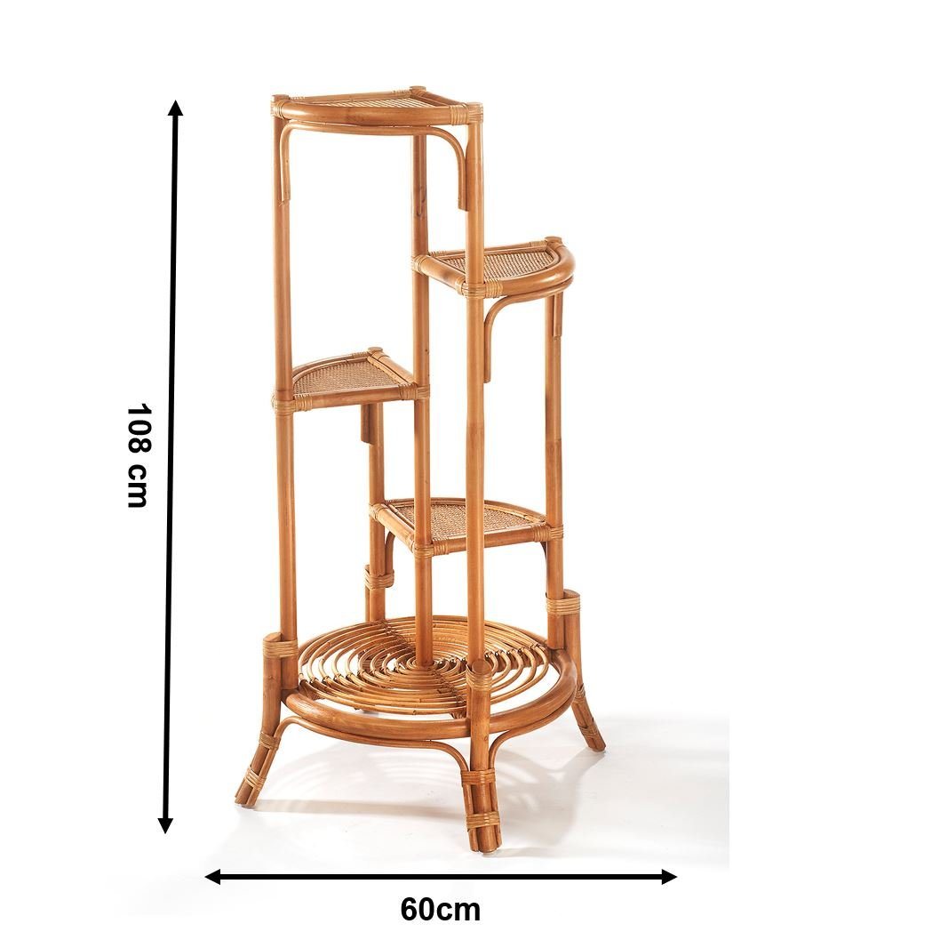 Kobolo Regal Blumenregal Pflanzenständer aus Rattan - natur - für 4 Töpfe, Einzelstück 4-tlg. Bild 4