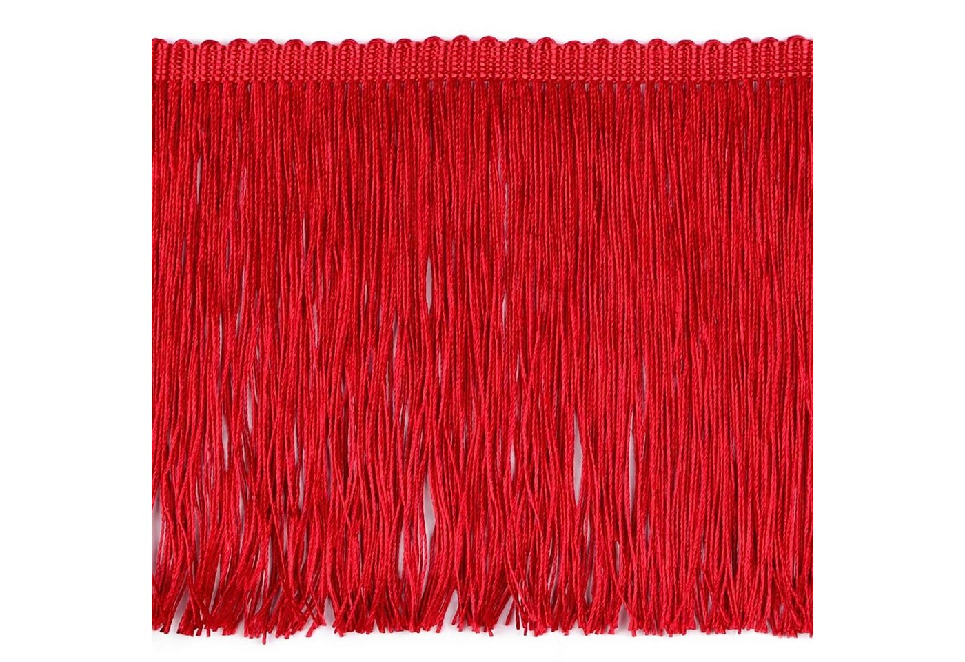 maDDma Webband Fransenborte extrabreit ab 1m Meterware 155mm Quastenborte Zierborte, rot