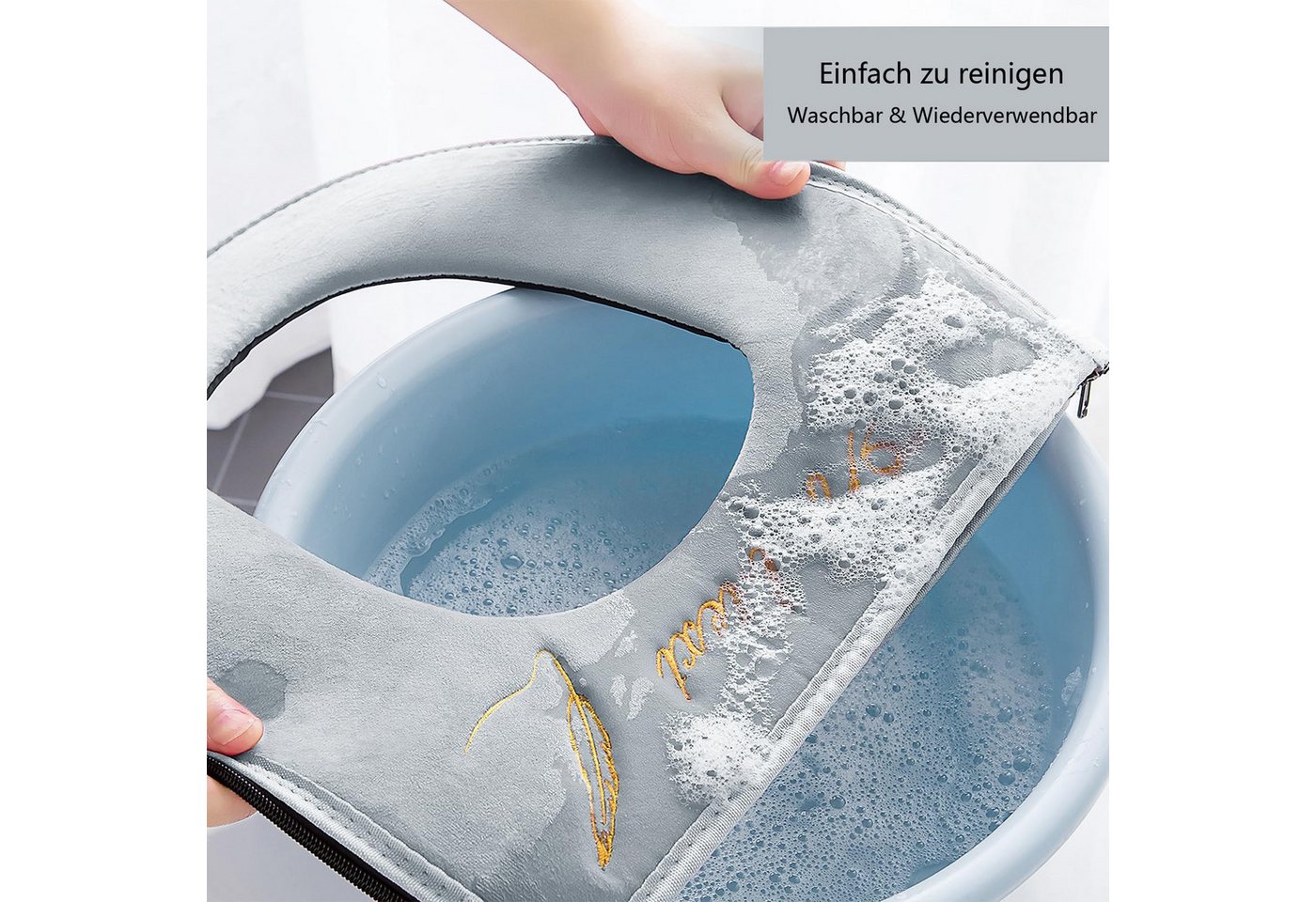 Coonoor WC-Deckelbezug weiche WC-Sitzbezüge mit Griff, Toilettendeckelbezug, Kissen, weich, dicker, waschbar, passend für alle ovalen WC-Sitze Bild 2