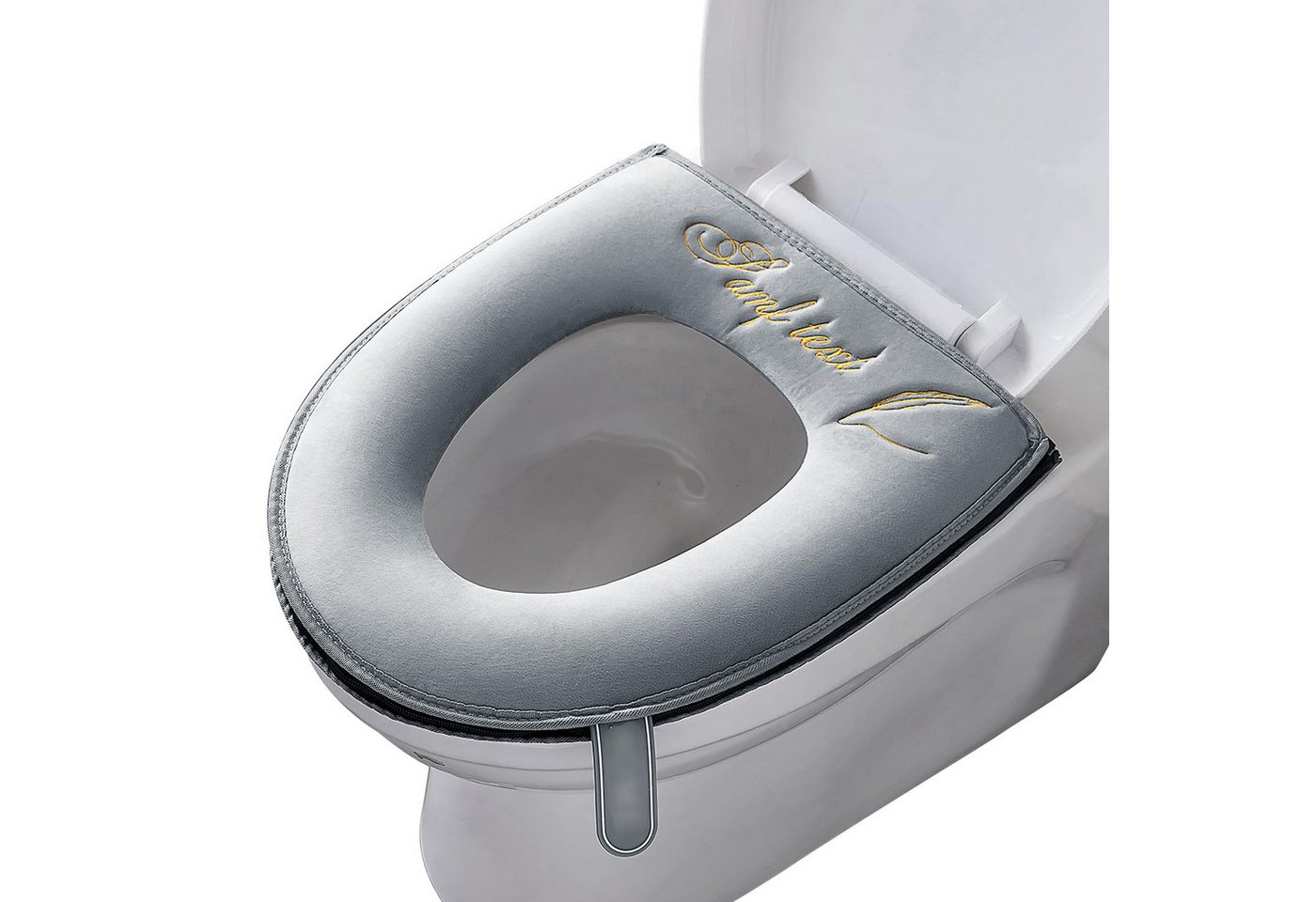 Coonoor WC-Deckelbezug weiche WC-Sitzbezüge mit Griff, Toilettendeckelbezug, Kissen, weich, dicker, waschbar, passend für alle ovalen WC-Sitze Bild 3