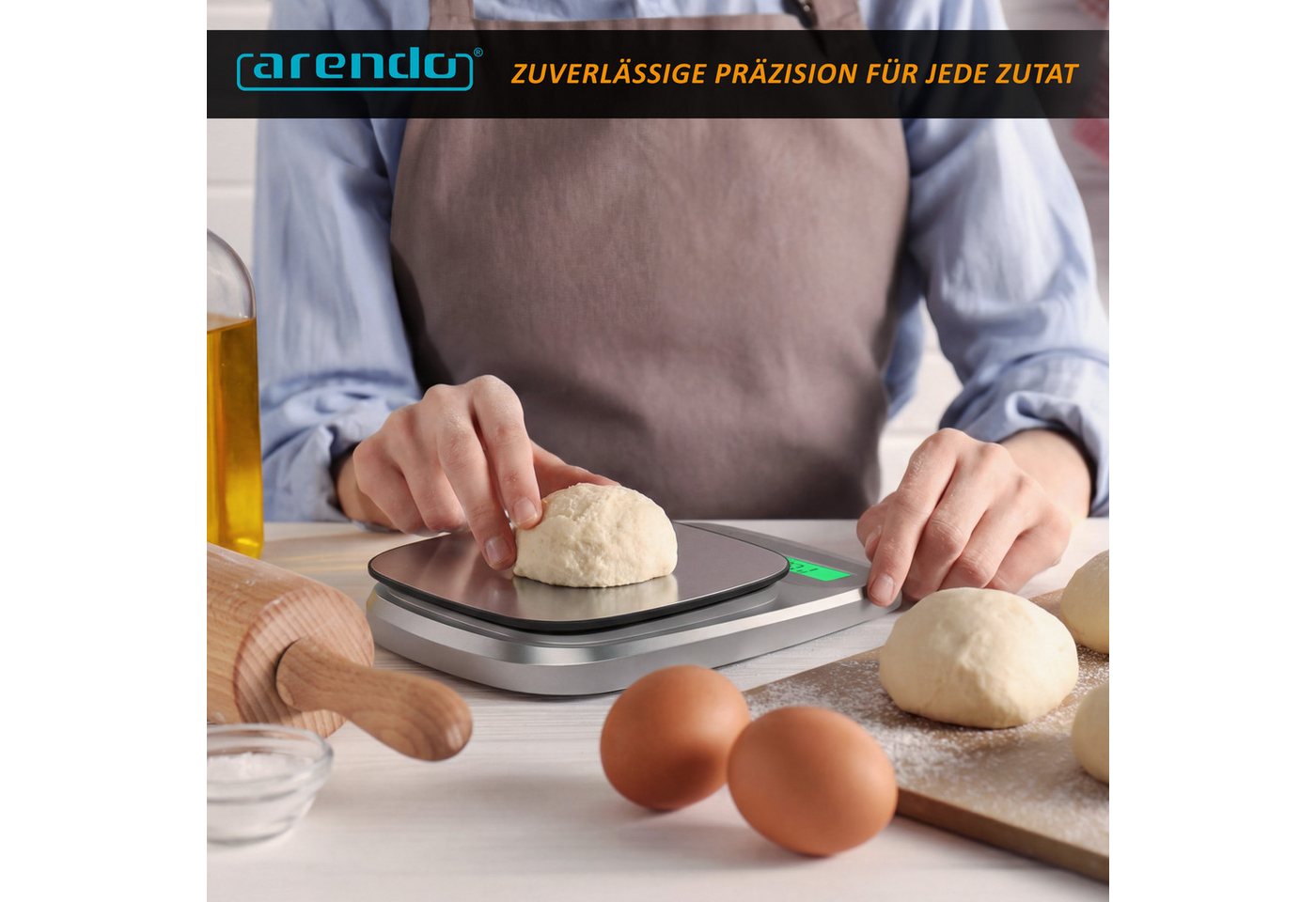 Arendo Küchenwaage Digital, Hold, Edelstahl, bis 5000 g, 1g Auflösung, Digitalwaage, Tara, (1-tlg), Überlastanzeige, automatische Abschaltung, Antirutschfüße, GS, präzise Bild 5