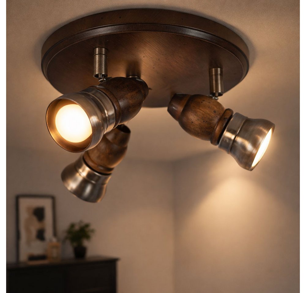 GLOBO LIGHTING Deckenleuchte, Leuchtmittel nicht inklusive, Deckenleuchte Holz Rustikal Deckenleuchte Wohnzimmer Bild 2