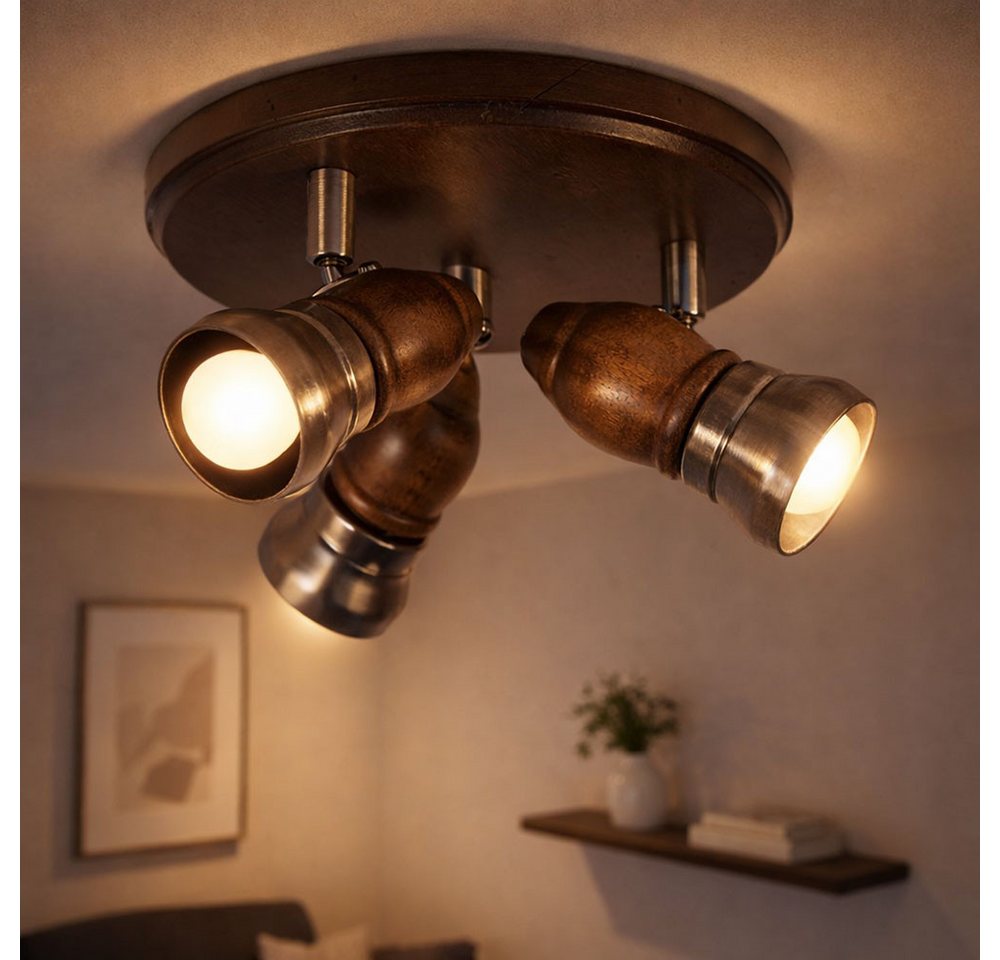 GLOBO LIGHTING Deckenleuchte, Leuchtmittel nicht inklusive, Deckenleuchte Holz Rustikal Deckenleuchte Wohnzimmer Bild 3