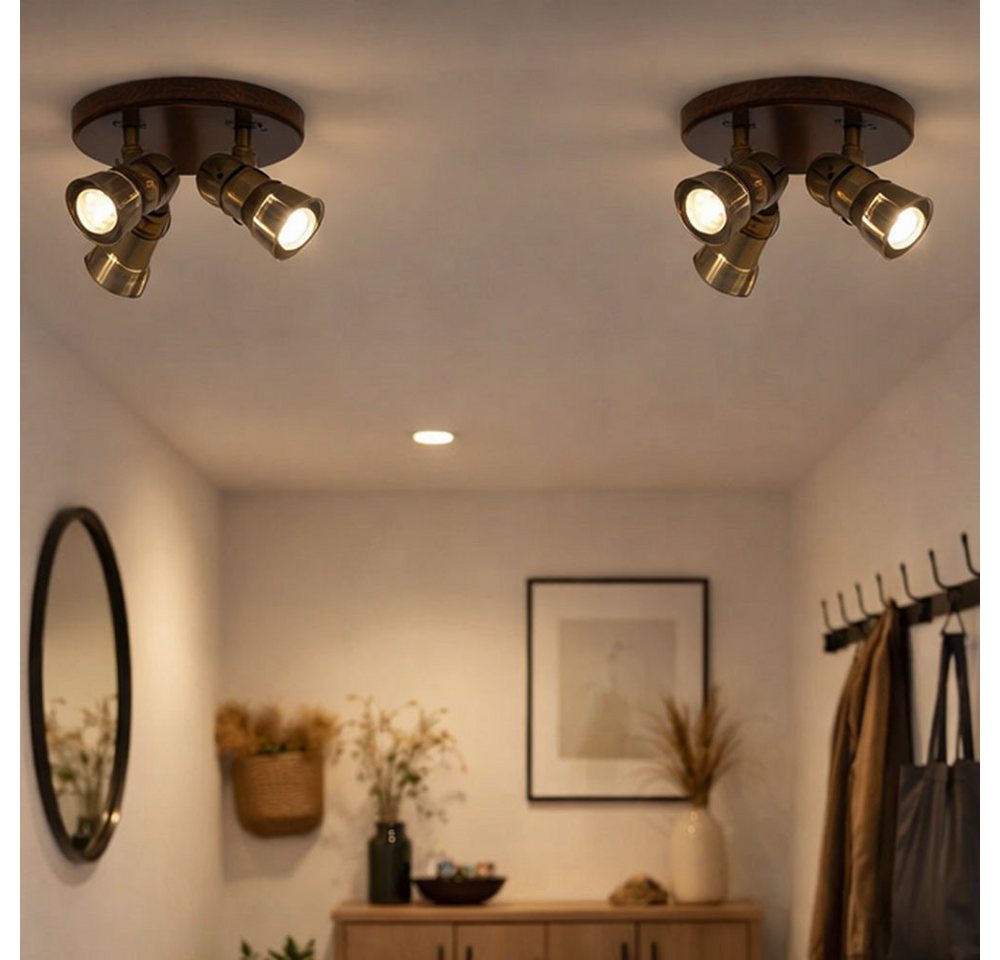 GLOBO LIGHTING Deckenleuchte, Leuchtmittel nicht inklusive, Deckenleuchte Holz Rustikal Deckenleuchte Wohnzimmer Bild 5