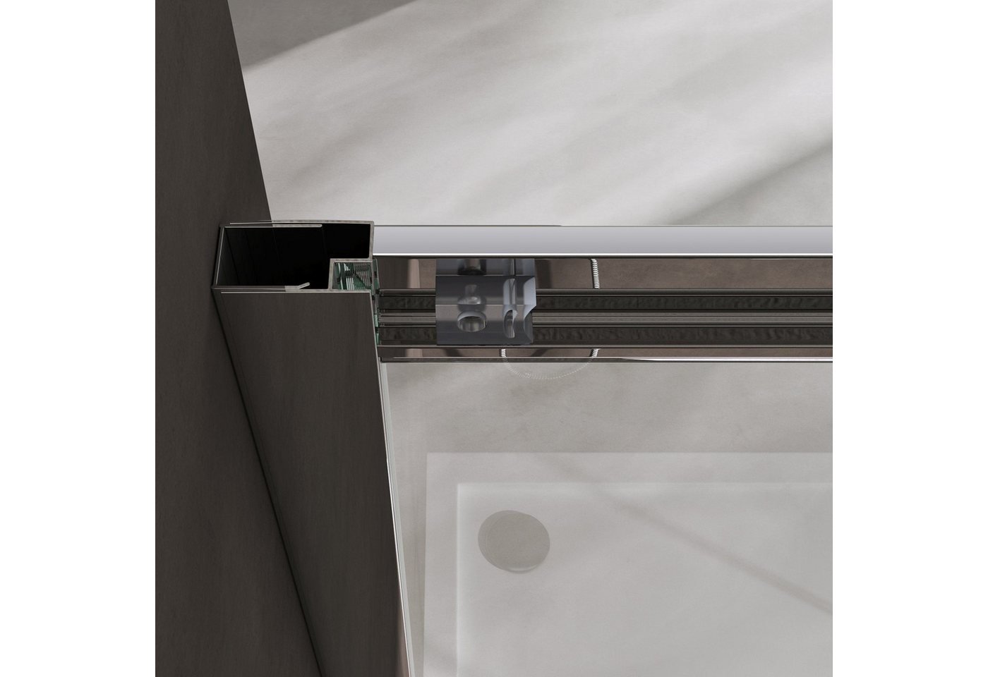 doporro Eckdusche Duschkabine Duschabtrennung Schiebetür Klarglas 6mm ESG H:190cm R16K, BxT: 70x70 cm, Einscheibensicherheitsglas