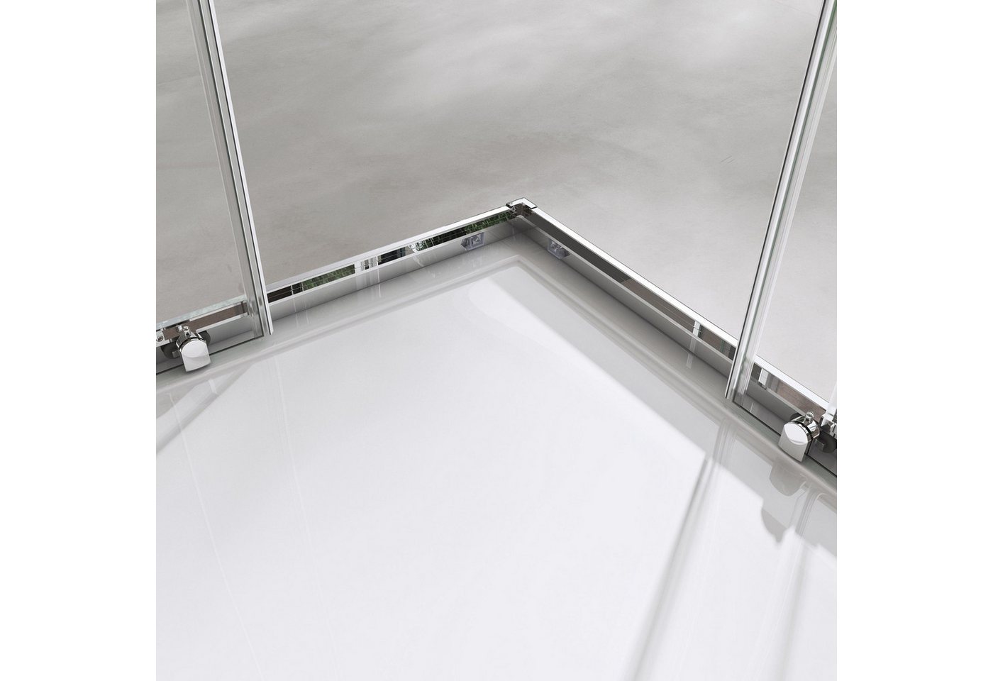 doporro Eckdusche Duschkabine Duschabtrennung Schiebetür Klarglas 6mm ESG H:190cm R16K, BxT: 70x70 cm, Einscheibensicherheitsglas Bild 5