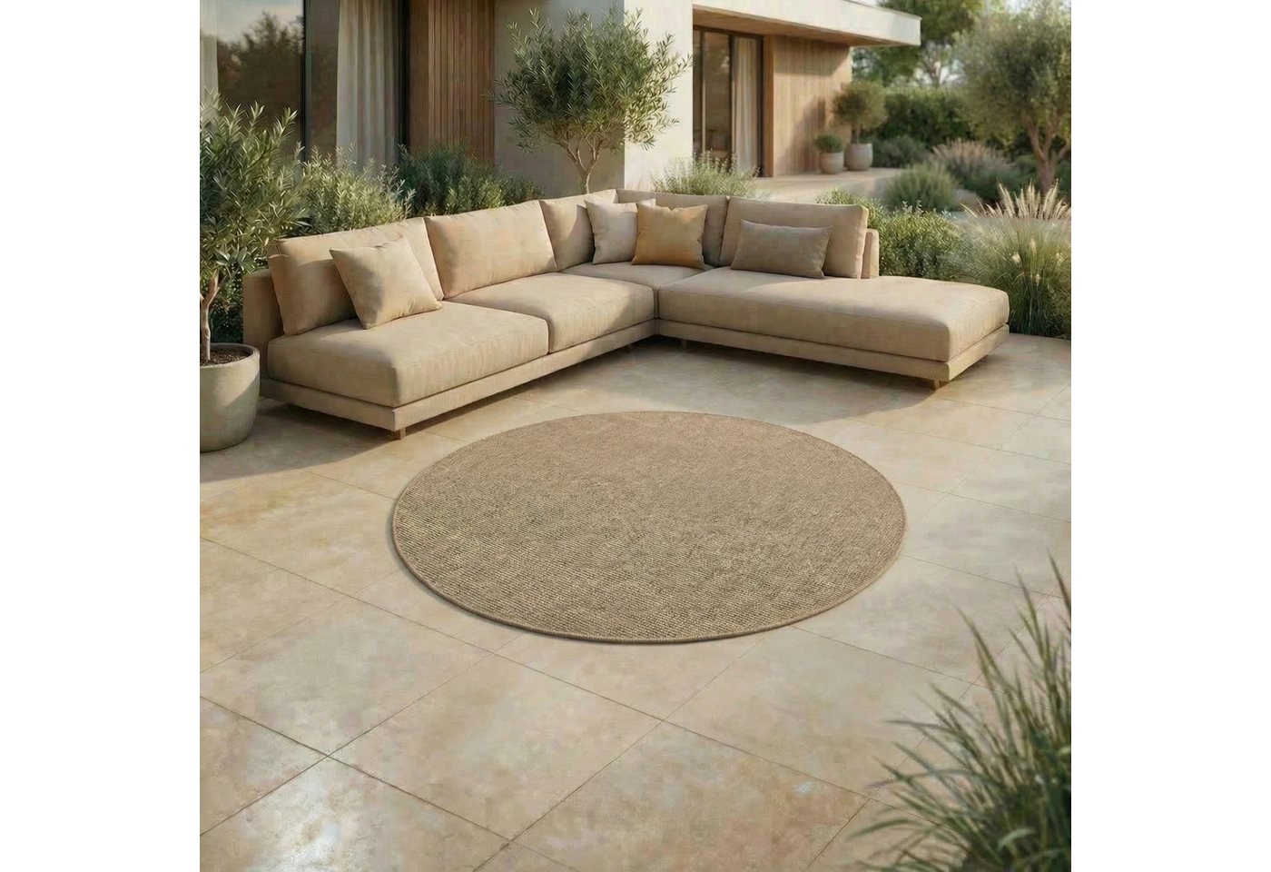 Jimri Outdoorteppich Keywest, Rund, Outdoor Teppich Balkonteppich Terassenteppich Bild 3