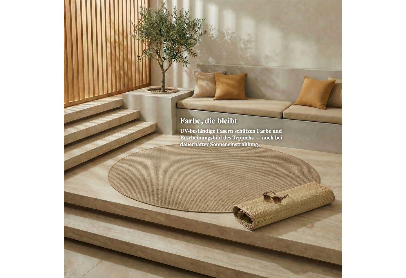 Jimri Outdoorteppich Keywest, Rund, Outdoor Teppich Balkonteppich Terassenteppich Bild 4