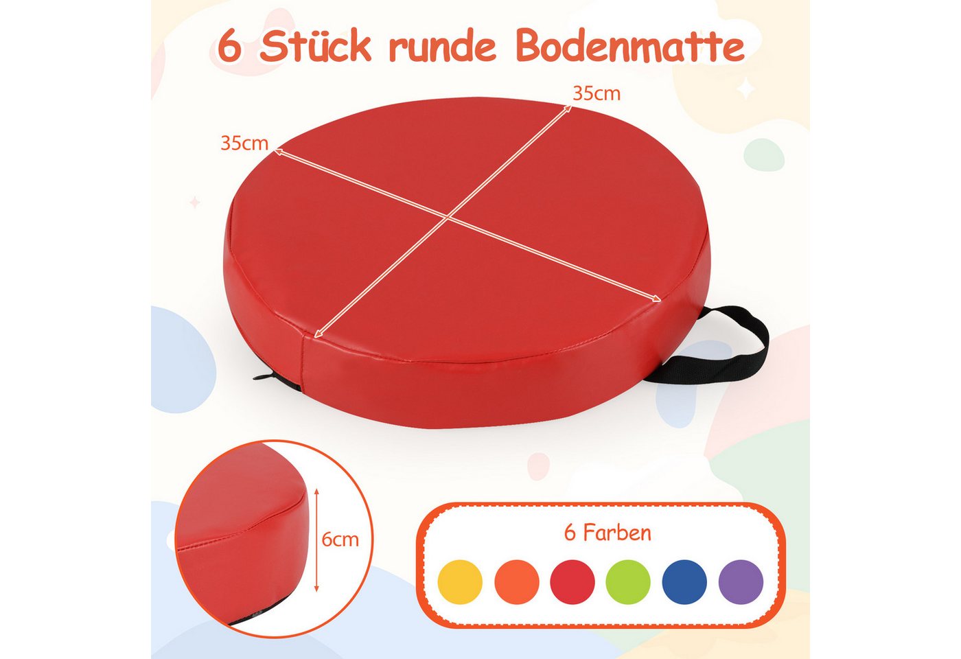 KOMFOTTEU Bodenkissen, Sitzkissen mit wasserfestem Bezug & Griff & Reißverschluss Bild 2