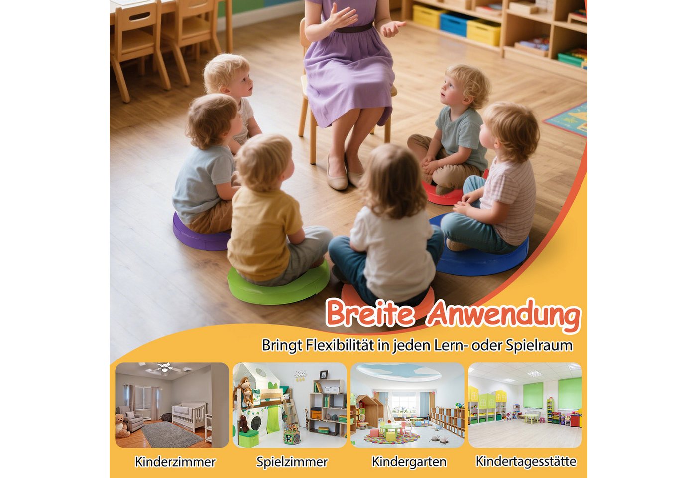 KOMFOTTEU Bodenkissen, Sitzkissen mit wasserfestem Bezug & Griff & Reißverschluss Bild 3