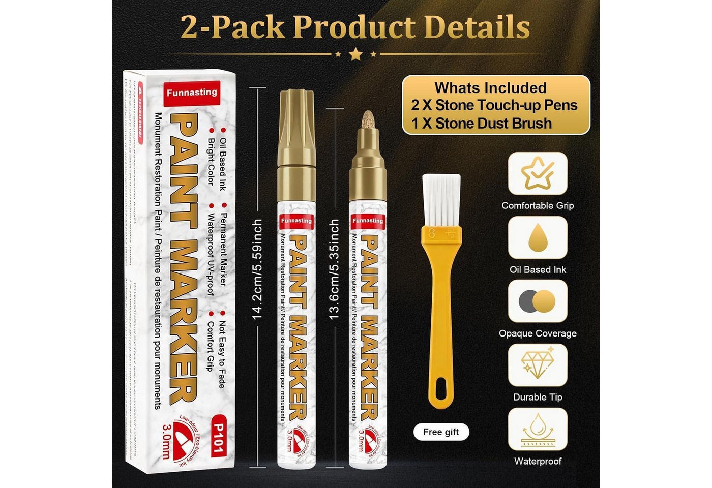 LuxusKollektion Lackmarker Grabstein Stift Gold 2Stk Bild 2