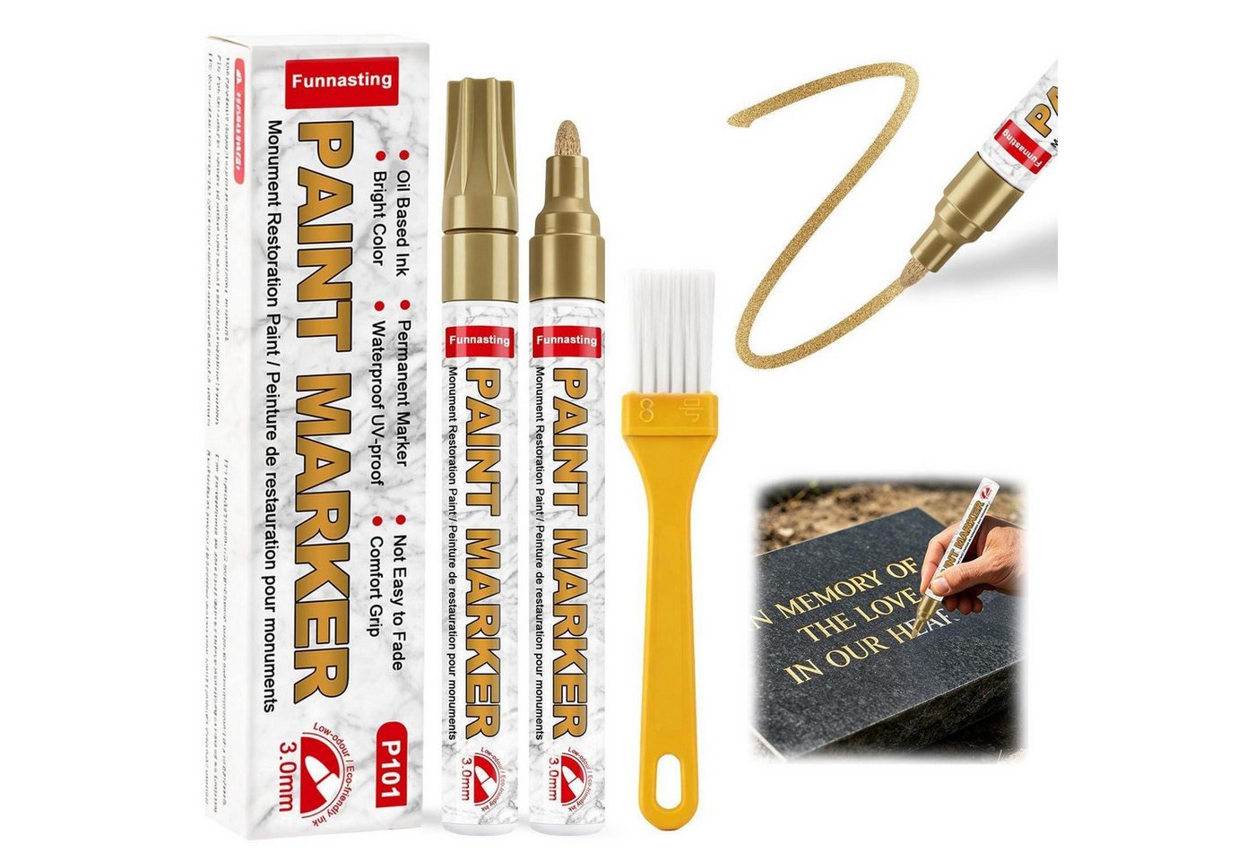 LuxusKollektion Lackmarker Grabstein Stift Gold 2Stk Bild 4