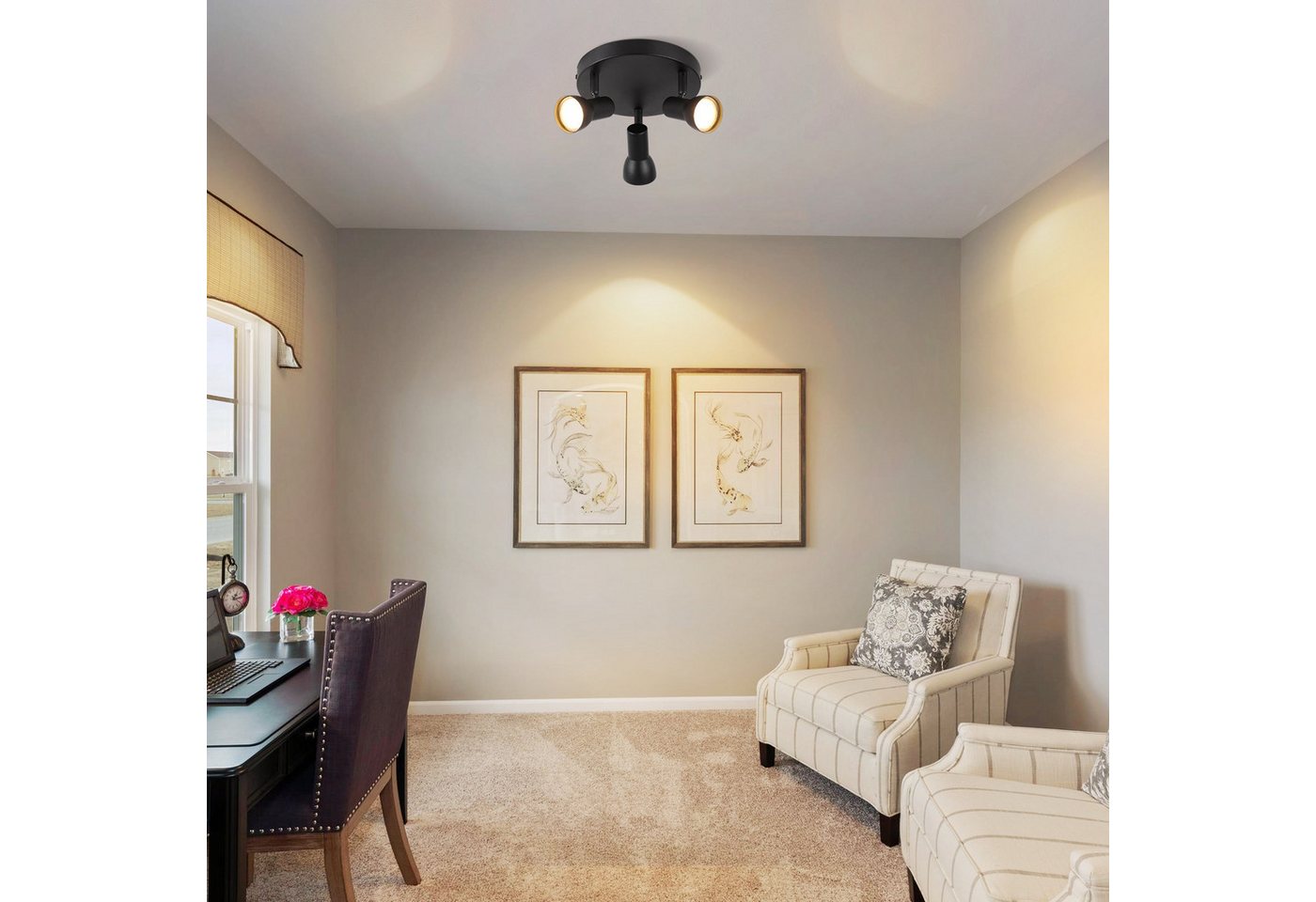 ZMH Deckenstrahler 2/3/4 Flammig-GU10 Deckenlampe 350° Drehbar für Wohnzimmer Küche, Einfache Installation, ohne Leuchtmittel, Modern Design Strahler Innen GU10 Deckenspots
