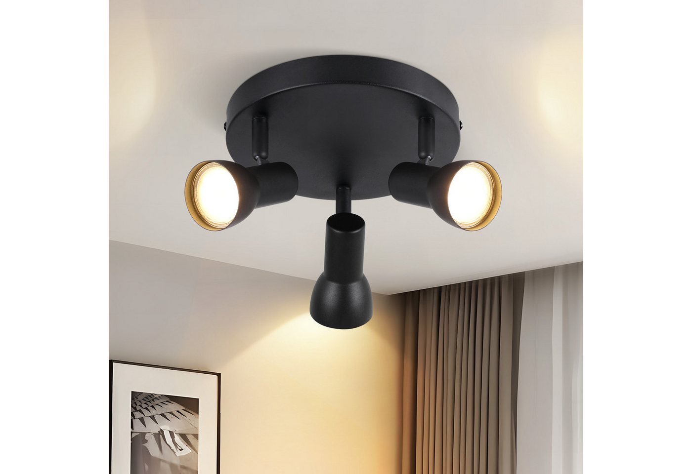 ZMH Deckenstrahler 2/3/4 Flammig-GU10 Deckenlampe 350° Drehbar für Wohnzimmer Küche, Einfache Installation, ohne Leuchtmittel, Modern Design Strahler Innen GU10 Deckenspots Bild 3
