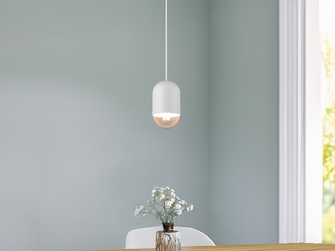 Reality Leuchten LED Pendelleuchte, Dimmfunktion, LED wechselbar, warmweiß, klein-e einflammig minimalistisch hängend Esstisch & Couchtisch Ø 10cm Bild 4