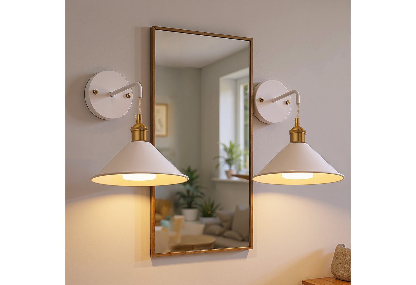 LOHAS-LED Wandleuchte 2er Set kabellose Akku-Wandlampen mit kegelförmigem Lampenschirm, LED wechselbar, Warmweiß bis Kaltweiß mit RGB-Farbwechsel, RGBCW dimmbar mit IR-Fernbedienung, E26 Aufladbirne Bild 5