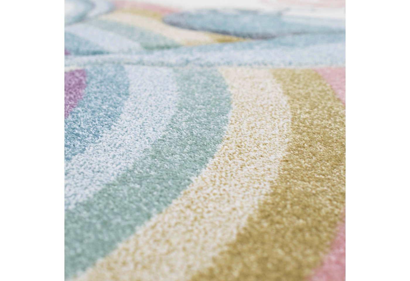 Carpetia Kinderteppich Verspieltes Motivdesign, rund, Höhe: 13 mm, pflegeleicht, strapazierfähig, handgearbeiteter Konturenschnitt