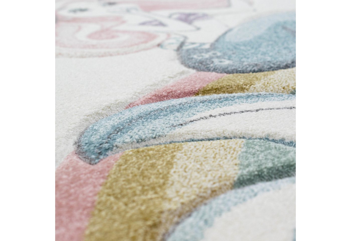Carpetia Kinderteppich Verspieltes Motivdesign, rund, Höhe: 13 mm, pflegeleicht, strapazierfähig, handgearbeiteter Konturenschnitt Bild 2