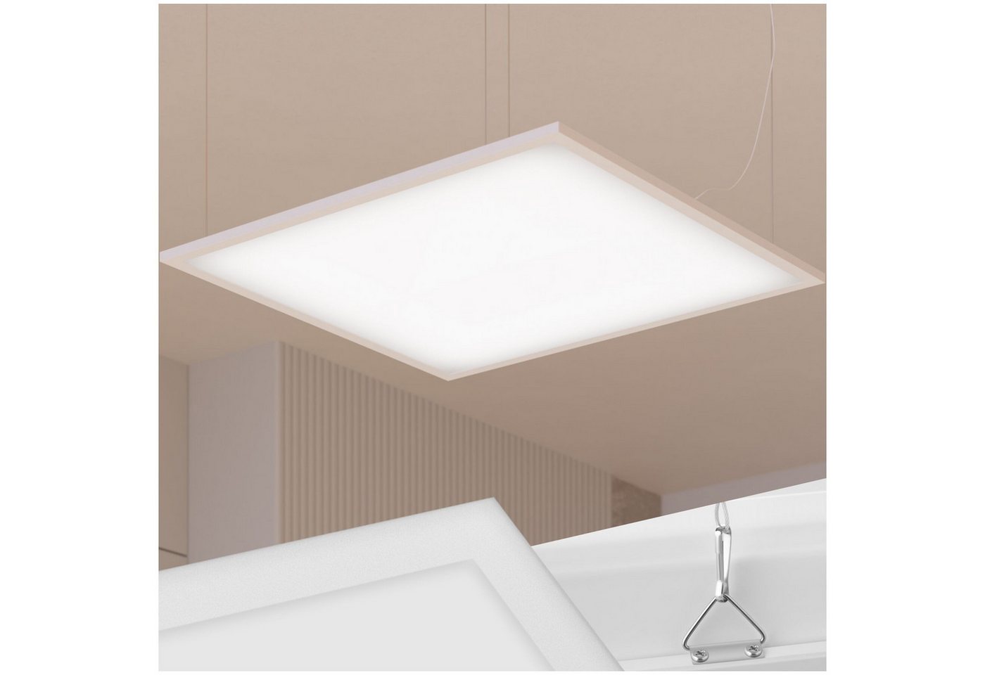 tectake Deckenleuchten Ultraflaches LED-Panel warmweiß für vielseitige Innenbeleuchtung, Blendfrei mit Backlighteffekt, Inkl. Zubehör