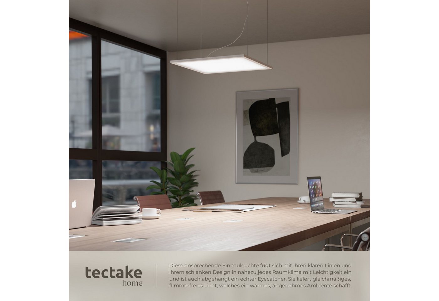 tectake Deckenleuchten Ultraflaches LED-Panel warmweiß für vielseitige Innenbeleuchtung, Blendfrei mit Backlighteffekt, Inkl. Zubehör Bild 2