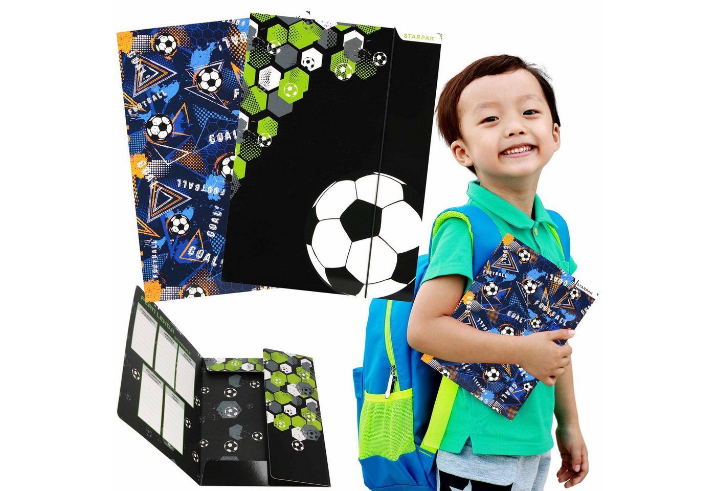 Starpak Organisationsmappe Fußball A4 Sammelmappe laminiert mit Gummizug STARPAK