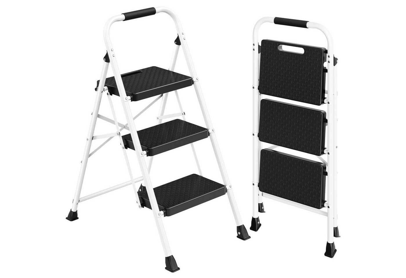 SONGMICS Trittleiter Klapptritt aus Stahl, 2 Rutschfeste Stufen, Klappbar, bis 150 kg, 114 x 45,5 x 7,5 cm, Haushaltsleiter, Küchentritt Bild 2