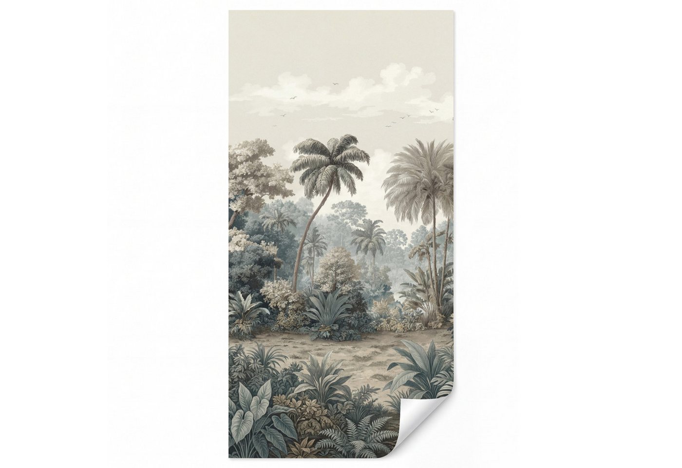 OnlyWow Fototapete Tropisch - Landschaft - Illustration, Matt, bedruckt, Wandtapete, Schlafzimmer, Wanddekoration 100x220cm Bild 2
