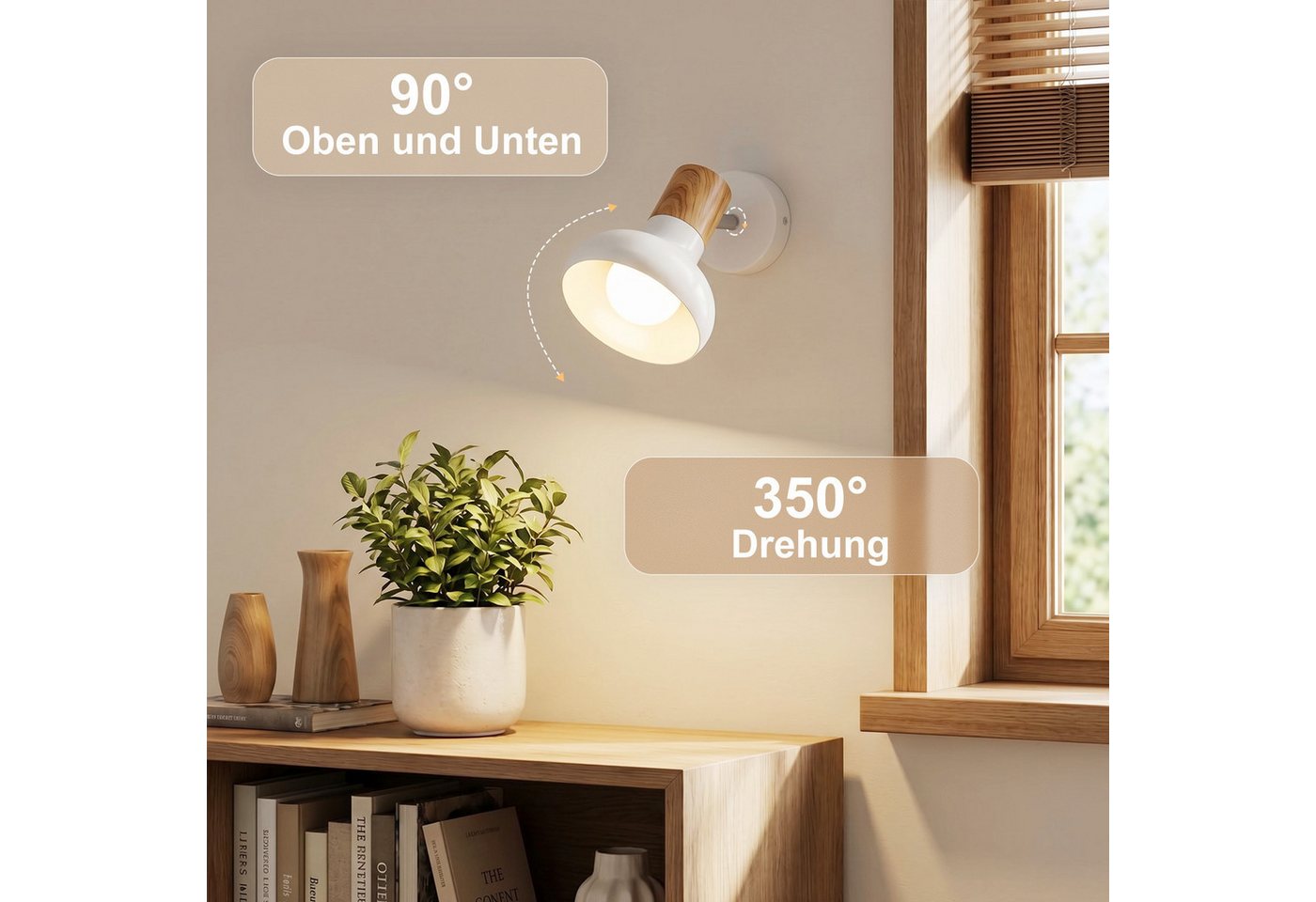 ZMH Deckenstrahler 1 Flammig E14 Eisen Lampenschirm Deckenlampe Flur Schlafzimmer, Einfache Installation, ohne Leuchtmittel, Weiß Schwenkbar 350° Modern Wohnzimmerlampe Bild 3