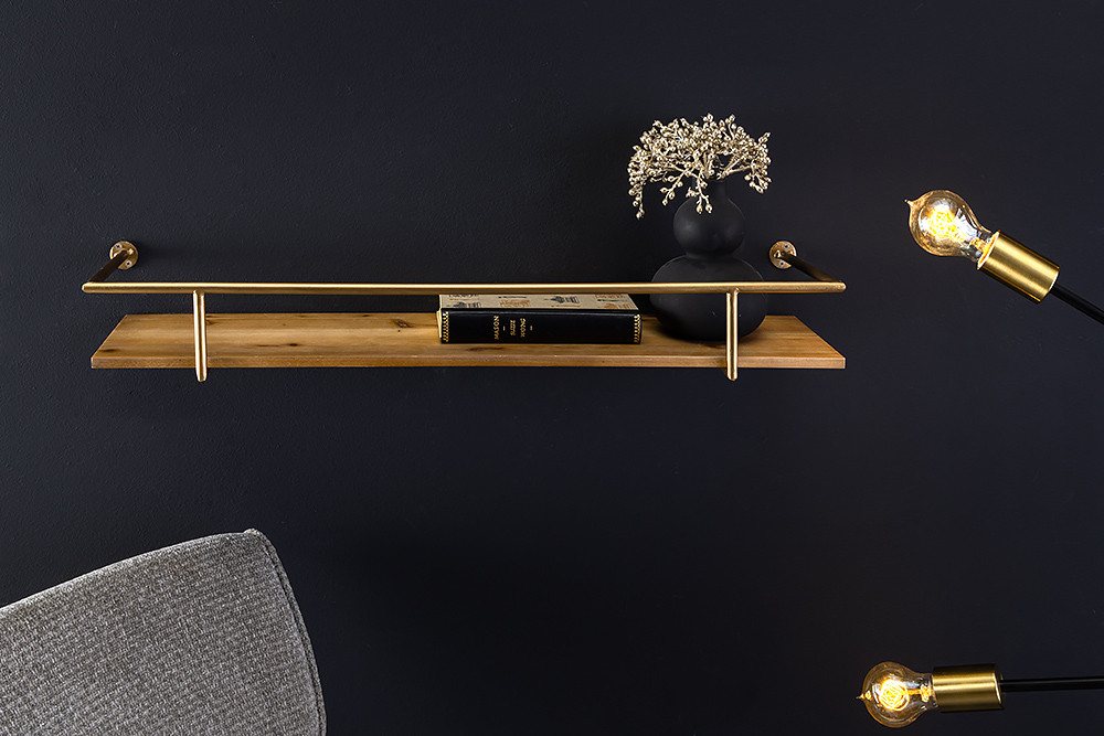 riess-ambiente Wandregal HERITAGE 75cm natur · Bilderleiste aus Massivholz und Metall, Einzelartikel 1-tlg., Wohnzimmer · Dekoration · Schlafzimmer · Accessoire · Retro Design