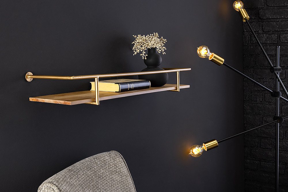 riess-ambiente Wandregal HERITAGE 75cm natur · Bilderleiste aus Massivholz und Metall, Einzelartikel 1-tlg., Wohnzimmer · Dekoration · Schlafzimmer · Accessoire · Retro Design Bild 2