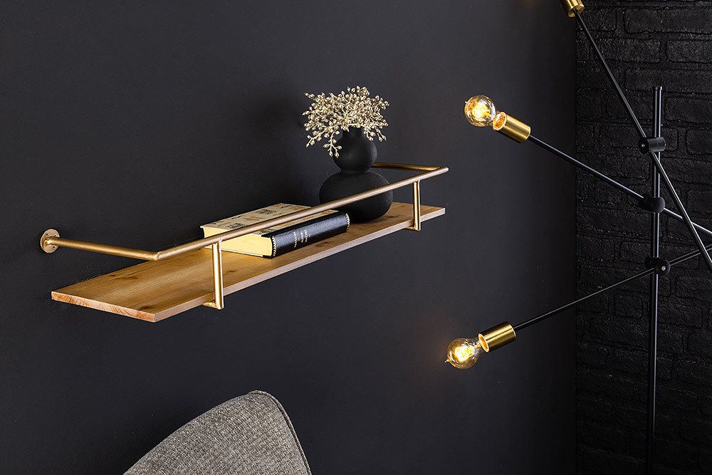 riess-ambiente Wandregal HERITAGE 75cm natur · Bilderleiste aus Massivholz und Metall, Einzelartikel 1-tlg., Wohnzimmer · Dekoration · Schlafzimmer · Accessoire · Retro Design Bild 4