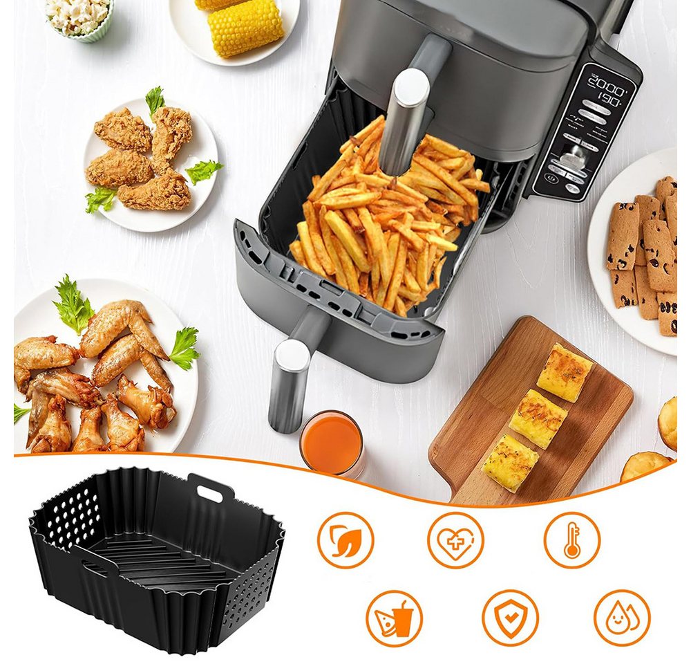Coonoor Silikonform 2 Stück Airfryer Zubehör Heißluftfritteuse Silikonform, für Ninja Double Stack XL SL400EU