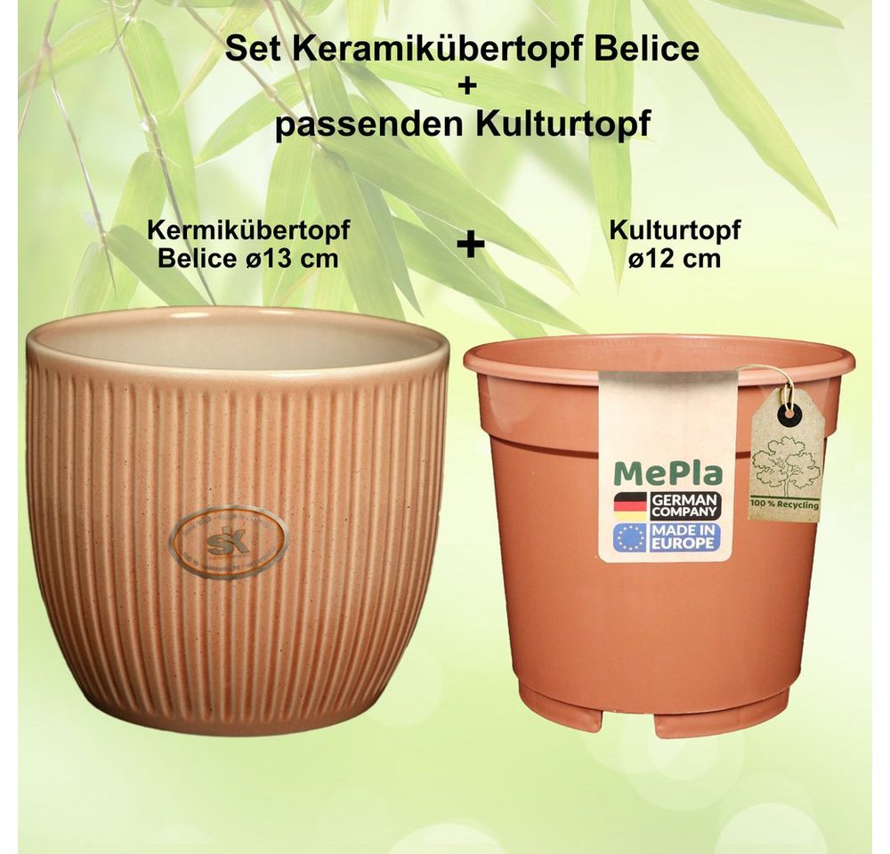 Heimwerkercenter Übertopf MePla - Set - Übertopf Belice ø13 - Pfirsich + Kulturtopf ø12 Bild 5