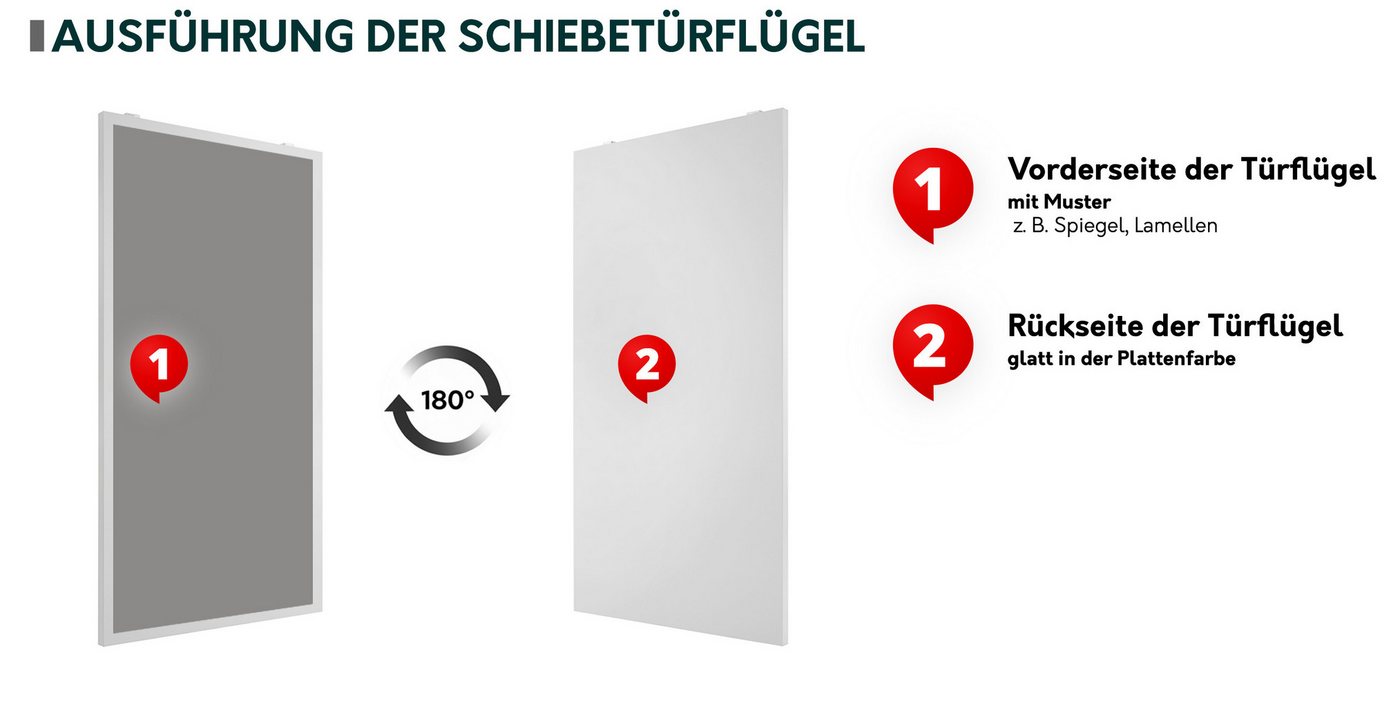 MIRJAN24 Schiebetür Marti 80 IV (Universell - Links / Rechts), Solide Aluminiumgriffe, Selbstschließsystem, Frontspiegel Bild 2