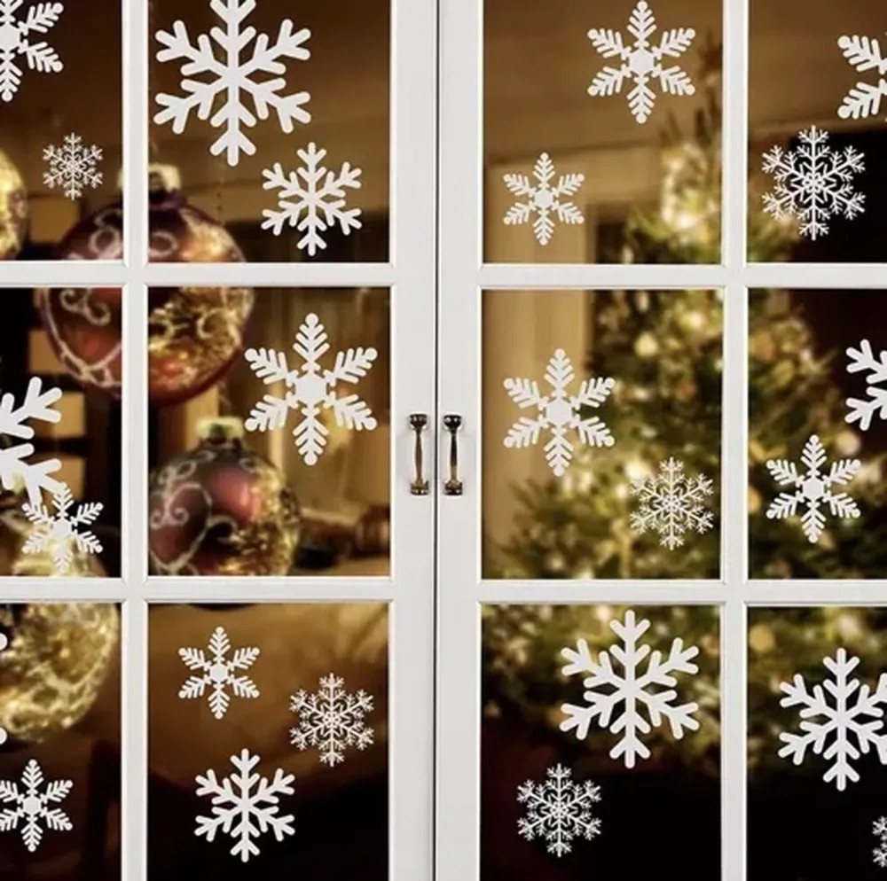 Ruhhy Fenstersticker Weihnachts-Fensteraufkleber, glatt, ideal für Weihnachtsfeiern oder gemütliche Winterabende Bild 2