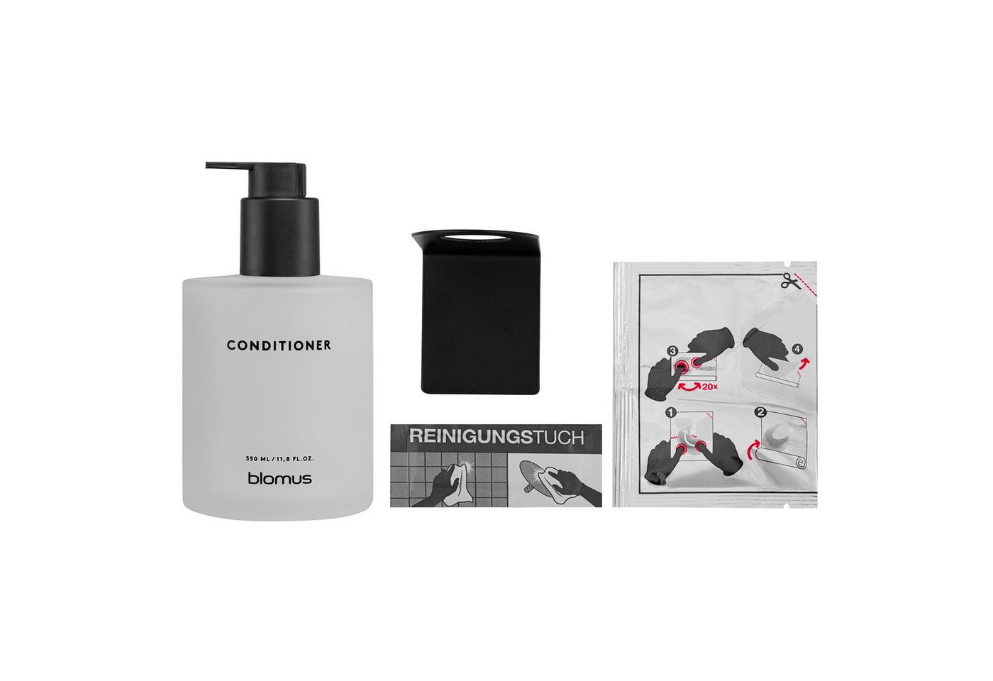 blomus Seifenspender Glasflasche Conditioner -KIREI- Kosmetikflasche: Organizer aus Glas, (Glasflasche), Stilvolle Glasflasche, Nachhaltig, inkl. Wandhalterung, Organizer
