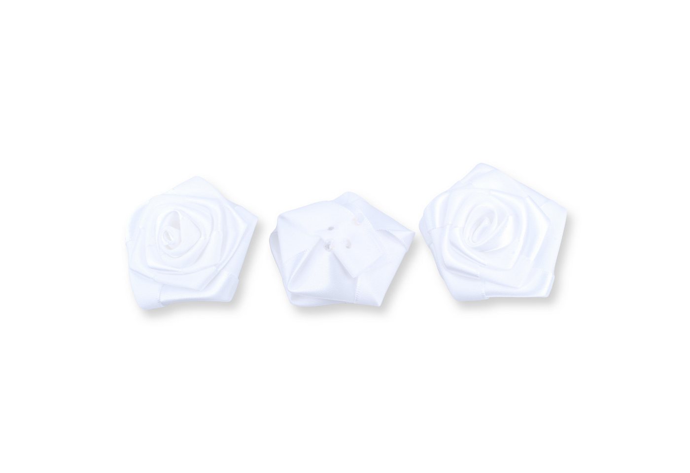 Creativery Streudeko, Satinrosen 6cm zum Basteln & Aufnähen 3 Stück Weiß Bild 2