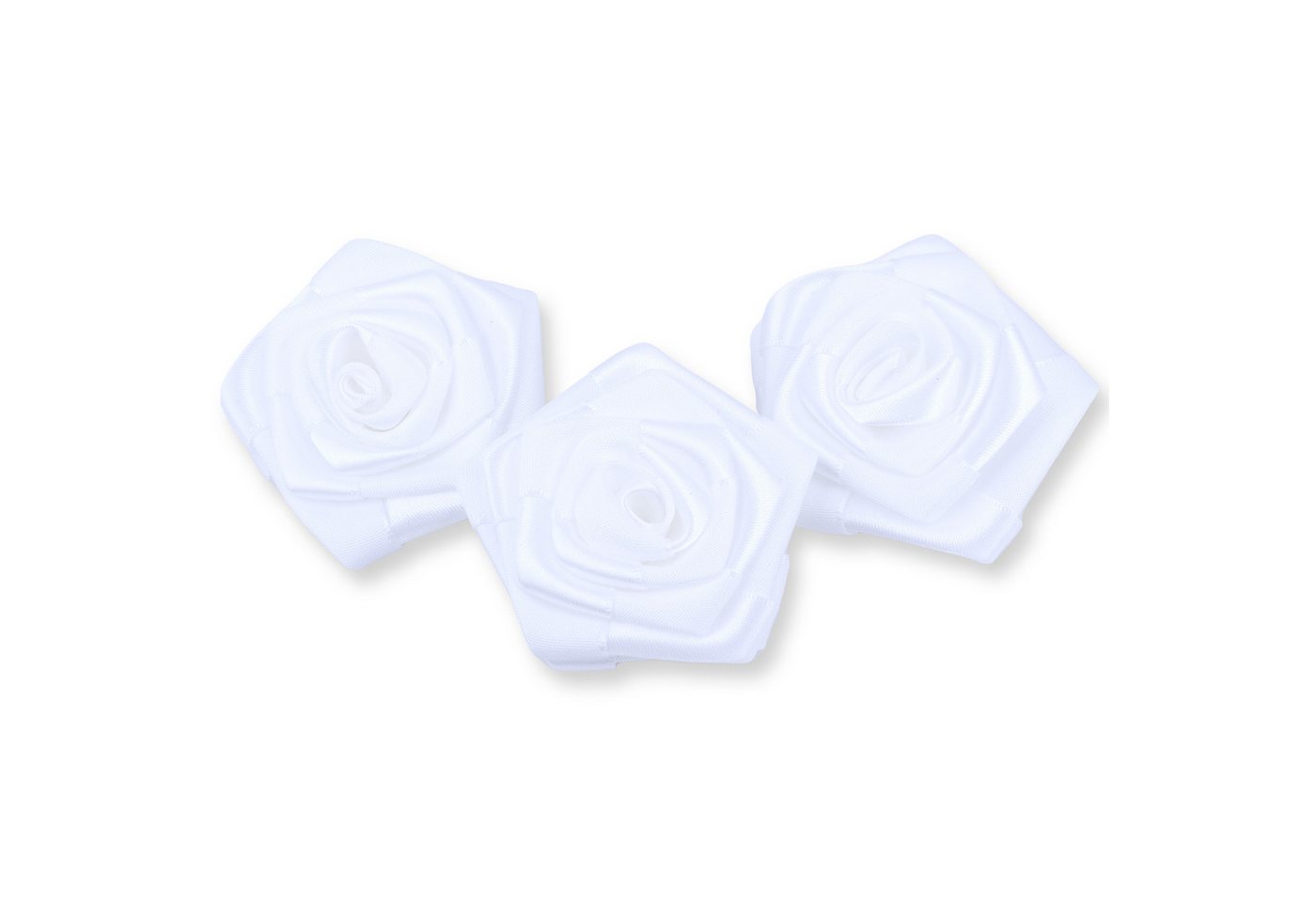 Creativery Streudeko, Satinrosen 6cm zum Basteln & Aufnähen 3 Stück Weiß Bild 5