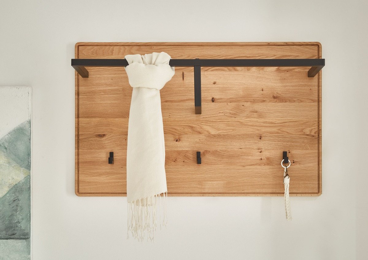 Main Möbel Wandgarderobe 80x50cm "Kent" Wildeiche massiv