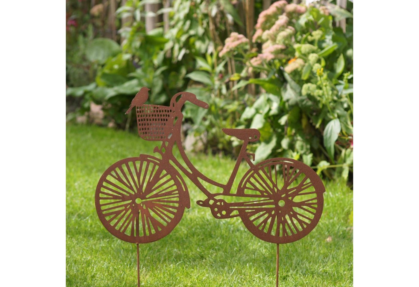 UNUS GARDEN Gartenstecker Stecker Rost Fahrrad (1-St., 41x60 cm) Dekostecker Dekofigur Rostfahrrad Metalldeko Topfstecker