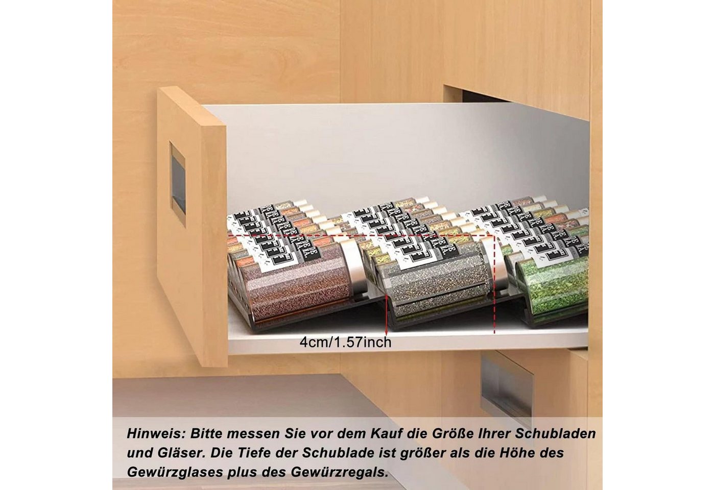 Coonoor Gewürzregal Gewürzregale 6 Stk Ausziehbar, Küchen Organizer, Schublade Ordnungssystem Dosenregal