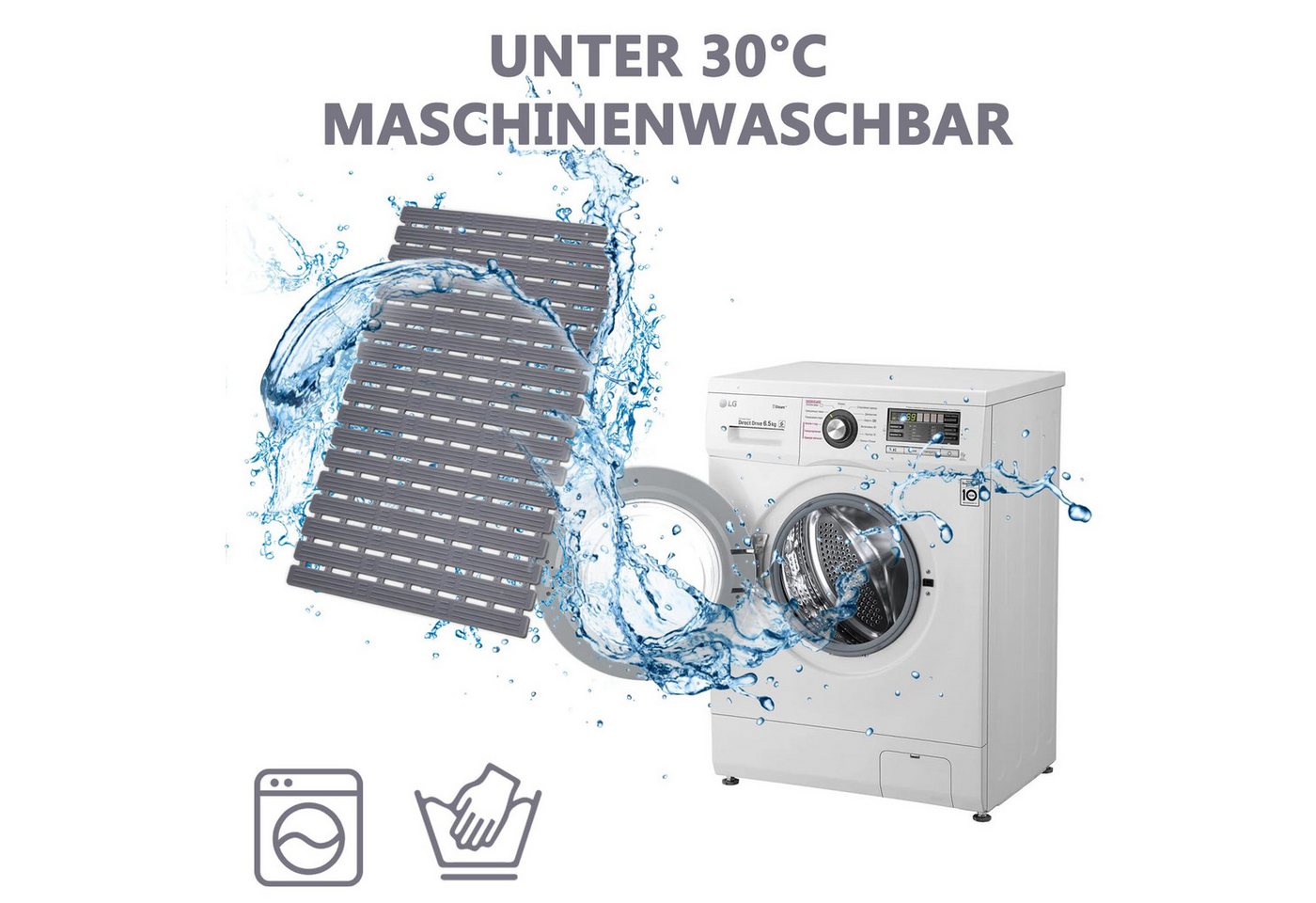 Coonoor Duschmatte Antirutsch-Badematte mit Saugnäpfen und Abflusslöchern, rutschfest und schimmelresistent