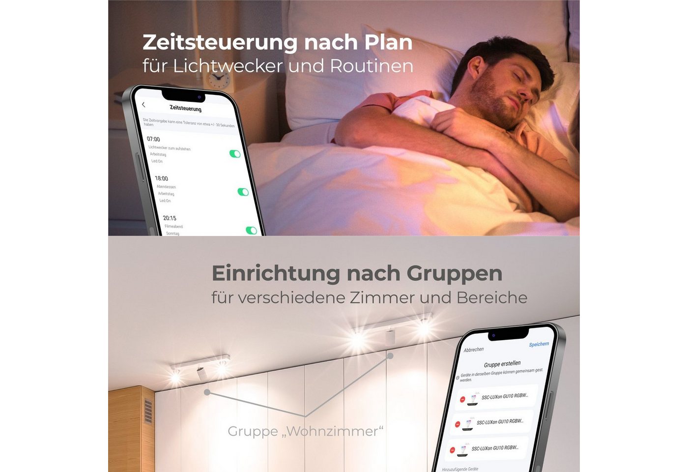 SSC-LUXon LED Außen-Deckenleuchte Einbaustrahler BEDA in silber & quadratisch IP65 LED Modul Smart 4W, Smart Bild 5