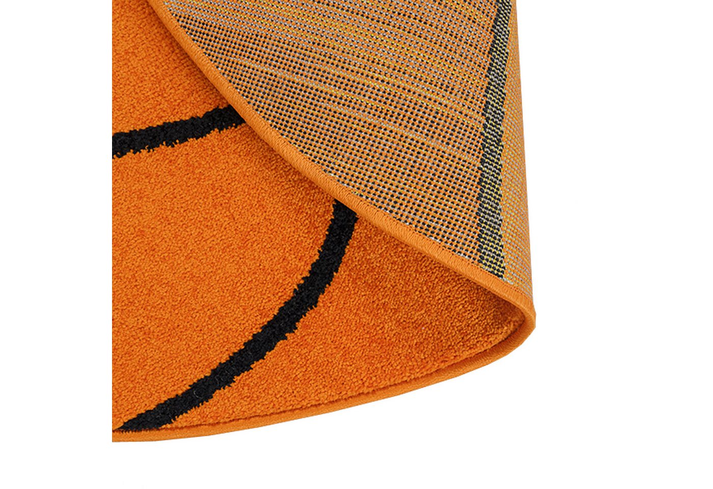 TeppichHome24 Kinderteppich Runder Basketball Teppich für Kinderzimmer in Orange Schwarz, Rund Bild 3