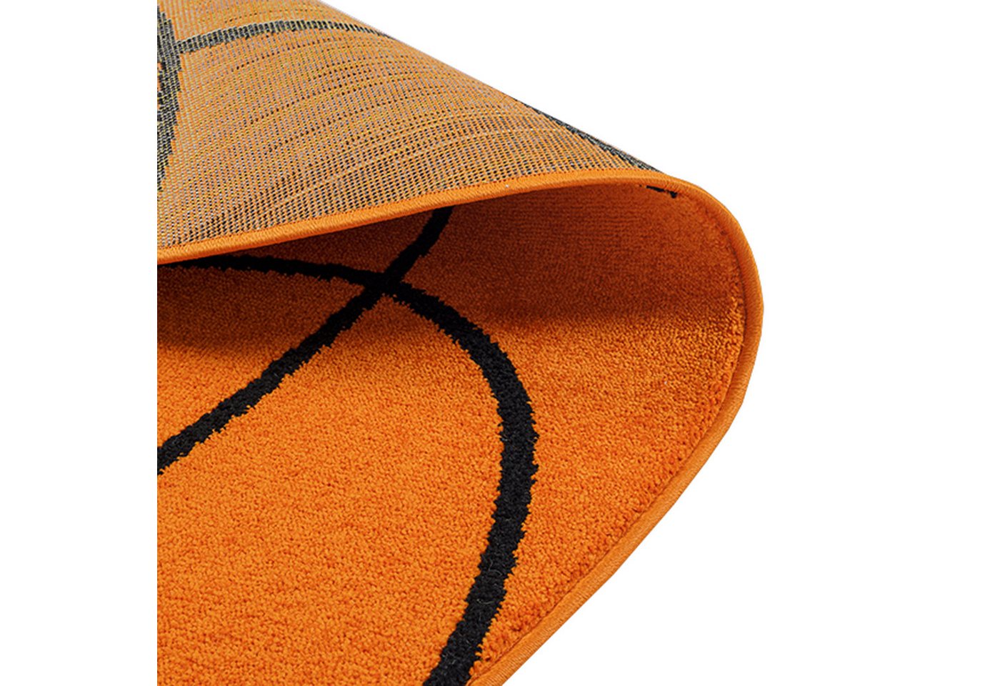 TeppichHome24 Kinderteppich Runder Basketball Teppich für Kinderzimmer in Orange Schwarz, Rund Bild 4